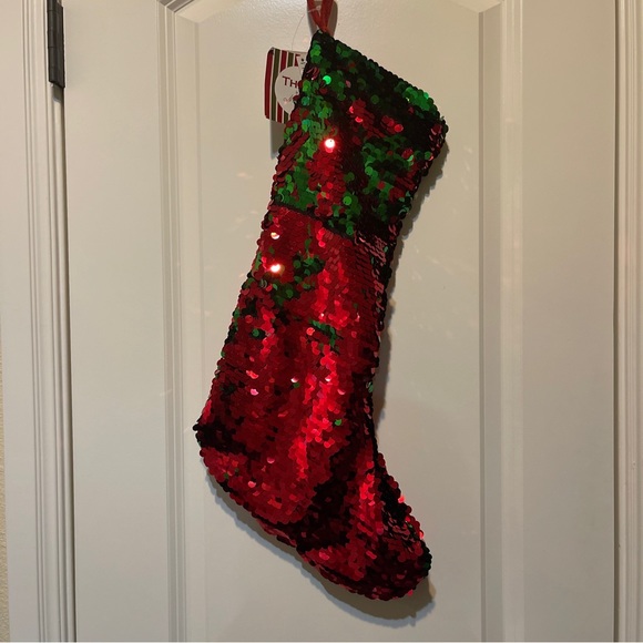 Kirkland Signature Holiday Kirkland Red Green Reversible Sequin Christmas Stocking Nwt